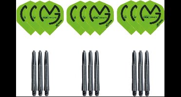 Michael van Gerwen - cadeauset - groen - dartshafts - dartflights - mvg