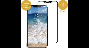 4x Screenprotector Gehard Glas geschikt voor Apple iPhone Xs / X - Full Screen Zwart - van iCall
