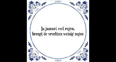 Tegeltje met Spreuk (Tegeltjeswijsheid): In januari veel regen, brengt de vruchten weinig zegen + Kado verpakking & Plakhanger