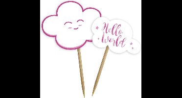 Folat - Cupcake toppers Wolk Roze (24 stuks)