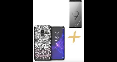 Hoesje geschikt voor Samsung Galaxy S9 Hoesje Transparant Siliconen TPU met Mandala Patroon Dromenvanger + Screenprotector - Soft Gel Case Dreamcatcher Cover van iCall