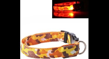 LED Halsband Camo ORANJE maat L