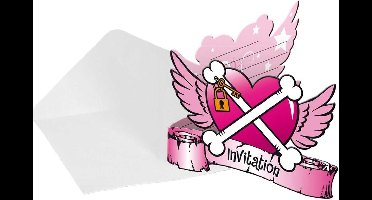 Uitnodigingen Pink Pirate Girl - 8 stuks