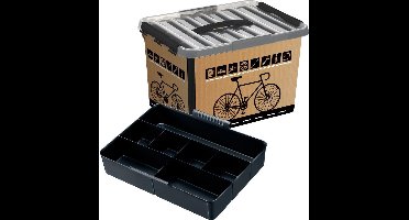 Sunware - Q-line fietsbox met inzet 22L zwart - 40 x 30 x 26 cm