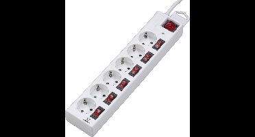 Renkforce 615B-CMW-S Overspanningsveilige stekkerdoos 6-voudig Wit Randaarde stekker 1 stuk(s)