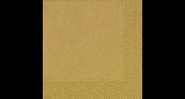 Duni Gouden tafel servetten - 40x stuks - 33 x 33 cm - Thema glitter and glamour - Tafeldecoratie versiering - papier - kerst - bruiloft