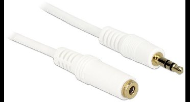 Stereo Jack Extension Cable 3,5 mm 3 pin mannelijk> vrouwelijk 1 m wit
