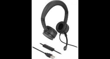 USB Stereo-headset met kabel afstandsbediening en Quick-Mute-knop voor pc en laptop