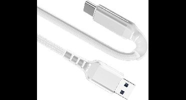 USB C kabel - 3.1 gen 1 - 5 Gb/s - Extra buigbaar - Gevlochten nylon mantel - Wit - 2 meter - Allteq