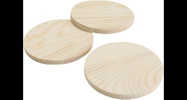 CC Houten Onderzetters Rond 9 cm Naturel per set van 5