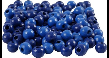 CC Houten Kralen 8 mm Blauw 100 stuks