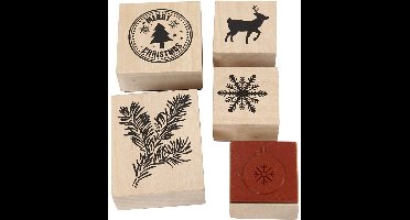 CC Houten Stempelset Kerstmis 5 stuks
