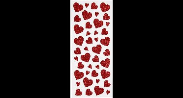 CC Glitter Stickers 10x24 cm Rode Harten