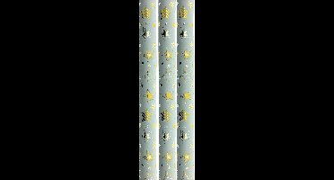 Gold Star cadeaupapier - Kerstpapier inpakpapier voor Kerst - 3 meter x 70 cm - 3 rollen