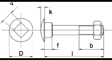 Slotbout DIN603/555 4.6 M12x360mm - Thermisch Verzinkt - 25 Stuks