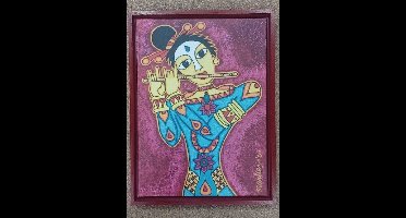 Gyclee Schilderij Marlies van Wezel - Oosterse Fluitist 35.5 x 49 cm doekmaat