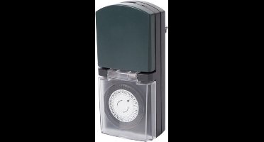 Perel Analoge timer, mechanisch, 230 V, 16 A, 3680 W, IP44, voor gebruik buitenshuis, Franse aarding type E, zwart