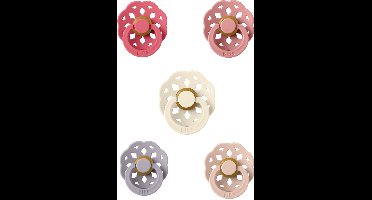 BIBS Boheme Fopspeen set 5 stuks Coral,Dusty PinkDusky Lilac,Blush en Ivory 6-18 maanden maat 2
