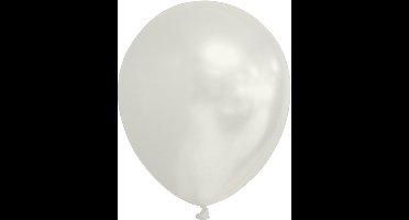 Ballonnen klein metallic wit 100 stuks - 5 inch