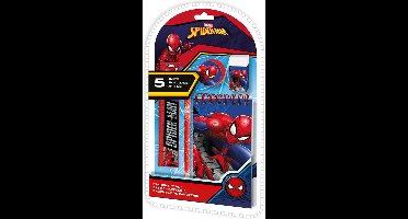 Spider-Man Schrijfset - Bureau Set - Notitieboekje - Gum - Lineaal - Potloot - Puntenslijper - Schoolset - Schrijfwarenset - Pennenset