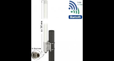 WLAN Dual Band 802.11 AC/AX/A/B/G/N ANTENNE N JACK 6.2 - 8.0 DBI 39,5 cm Omnidirectionele vaste muur en Pool Mount Outdoor Wit