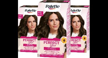 Palette - Perfect Gloss - 5-0 Medium Bruin - Semi-permanente Haarverf - Haarkleuring - 3 stuks