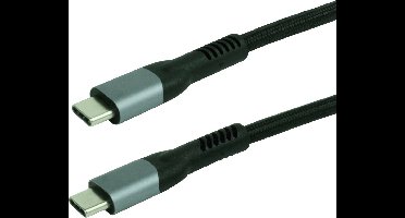 Scanpart USB C laad en data kabel 1 meter - USB 2.0 - Ondersteunt tot 5A of 100W - 10 Gbps - 4K@60Hz - Zwart - Universeel