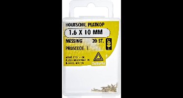 Deltafix. HOUT-SCHROEF.  PLATKOP. 1.6 x 10 MM .  MESSING. 20 Stuks Schroeven.