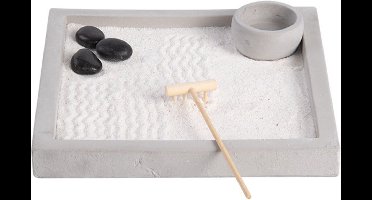 Esschert Design Japanse zen tuin voor thuis/kantoor - grijs - 20 x 20 cm - minituin
