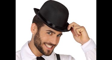 Atosa Carnaval verkleed Bolhoed Charlie - zwart - polyester - voor volwassenen - Engelsman/gentleman/aristocraat