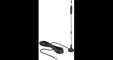 LTE / GSM / UMTS -antenne SMA -plug 3 - 5 dBi Vaste omnidirectionele met magnetische basis- en verbindingskabel RG -174 3 M Outdoor Black