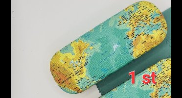 Brillenkoker Wereldmap (circa 16 cm)