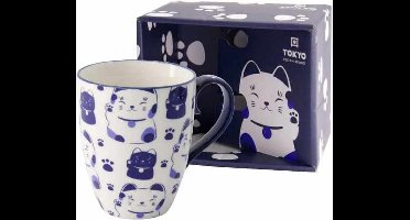 Tokyo Design Studio – Kawaii Maneko Mok – Blauw/Zwart – 340 ml – Geschenkdoos