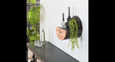 Wandschap half moon Ø30 met lade - acacia naturel