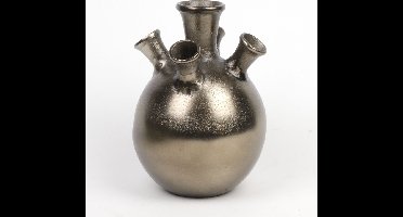 Vaas-tulpenvaas aluminium Antiek Nikkel 28cm