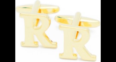 Manchetknopen - Letters Initialen Letter R Goudkleurig