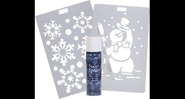 Kerst raamsjablonen - 2x st - sneeuwpop en sneeuwvlokken - incl. sneeuwspray 150 ml