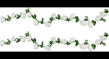 Chaks Rozen bloemenslinger - 2x - kunstplant/bloem - wit - 220 cm