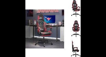vidaXL Gamestoel - Kunstleer - Verstelbaar - Stabiel - Zwart/Wijnrood - 57.5x59.5x(121-131)cm - vidaXL - Bureaustoel