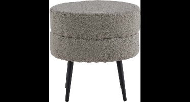 Venture - Home - Poef - Pot - 40x40x40 - cm - teddystof - zwart - en - grijs