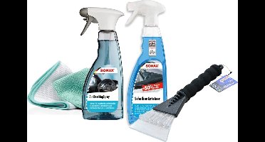 Sonax Winterset bestaande uit; Ruitontdooier 750 ml, Anticondensspray 500 ml, 2 x Ruitreinigingsdoekjes, luxe ijskrabber.