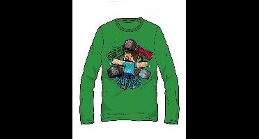 Minecraft T-shirt Lange Mouw - Maat 10 Jaar