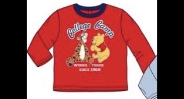 Disney Winnie The Pooh Baby Shirt - Lange Mouw - Rood - Maat 68 (Tot 6 Maanden)