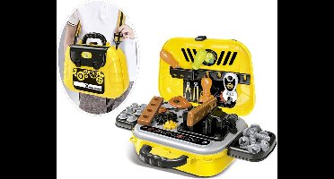 Speelgoed 2 in 1 Gereedschapskoffer en Werkbank - Tachan - In Draagbare Koffer met Schouderband - Gereedschap voor Kinderen