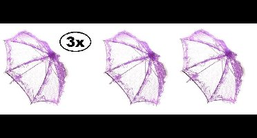 3x Bydemeyer paraplu paars groot scherm 97cm