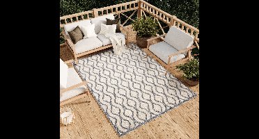 Tapiso Viera Tuintapijt Vloerkleed Beige Grijs Binnen Outdoor Maat- 120x170