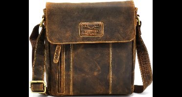 Hunters crossbody tas met korte omslag Buffelleer H 24cm x B 23cm