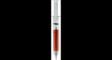Injectiespuit met balpen - 14 c m - horror pen - namaak spuit met bloed - Halloween accessoires