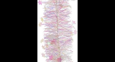 Decoris Kerstslinger - sterren - parelmoer - 270 x 10 cm - lametta/folie - kerstboomslinger