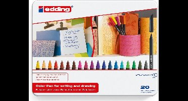 Edding viltstift e-1200 20 stiften in een metalen doos 12 stuks